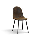 set di 4 sedie valletta in ecopelle scamosciato finitura castagna e gambe in metallo nero, sedia dal design moderno per sala...