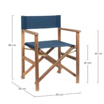 Set di 6 sedie regista NOEMI in legno di acacia e poliestere blu, pieghevoli