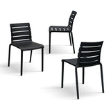 set di 6 sedie gandia in polipropilene nero, impilabili, dettaglio della finitura in metallo, plastica o legno trattato