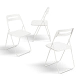 set di 6 sedie pieghevoli almeria in metallo bianco e polipropilene bianco, dettaglio della finitura in metallo, plastica o...