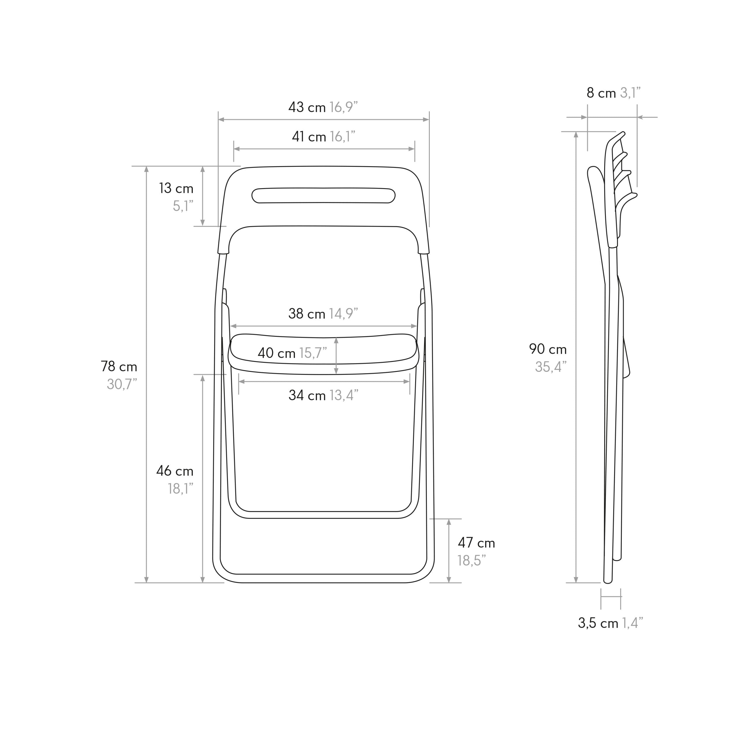 set di 6 sedie pieghevoli almeria in metallo nero e polipropilene nero, ambientazione su terrazza, veranda o prato