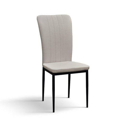 set di 6 sedie amsterdam in tessuto beige e gambe in metallo nero, sedia dal design moderno per sala da pranzo o soggiorno