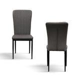 set di 6 sedie amsterdam in tessuto grigio e gambe in metallo nero, dettaglio della struttura in legno, metallo o plastica