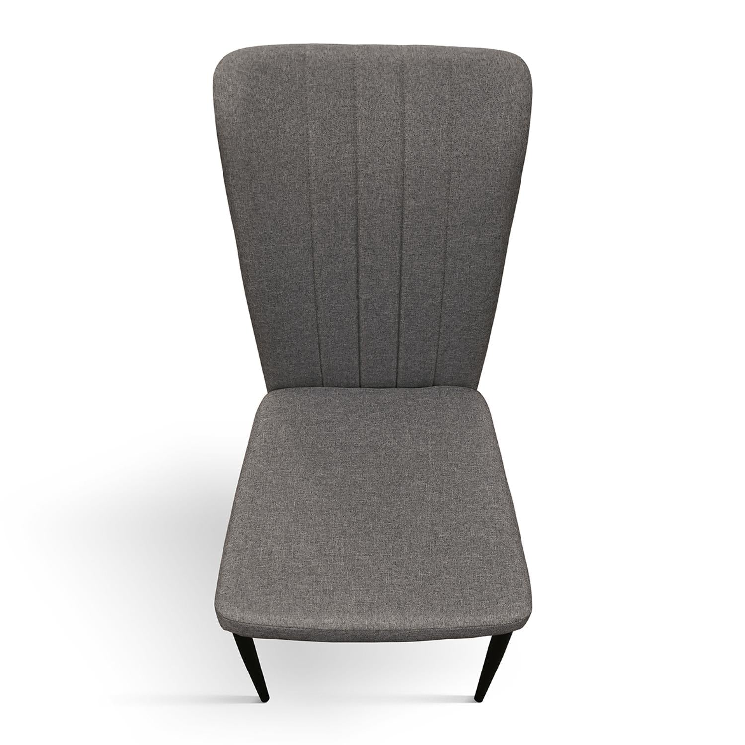 set di 6 sedie amsterdam in tessuto grigio e gambe in metallo nero, seduta ergonomica per comfort quotidiano