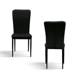 set di 6 sedie amsterdam in tessuto nero e gambe in metallo nero, dettaglio della struttura in legno, metallo o plastica