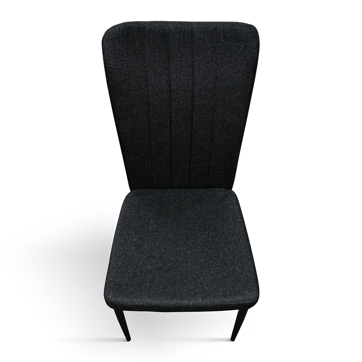 set di 6 sedie amsterdam in tessuto nero e gambe in metallo nero, seduta ergonomica per comfort quotidiano