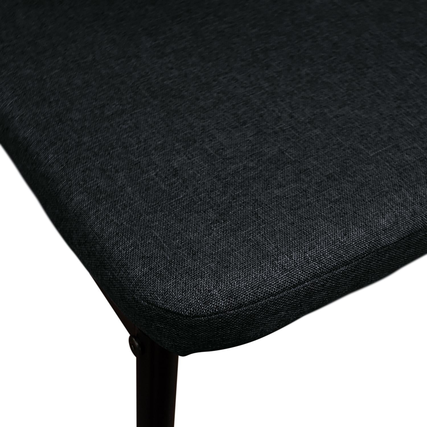 set di 6 sedie amsterdam in tessuto nero e gambe in metallo nero, facile da abbinare a qualsiasi stile d’arredo