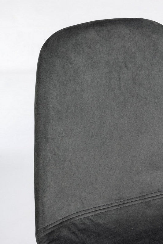 set di 4 sedie irelia in velluto grigio, dettaglio della struttura in legno, metallo o plastica