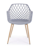 set di 4 sedie optik colore grigio, dettaglio dei braccioli imbottiti o in legno