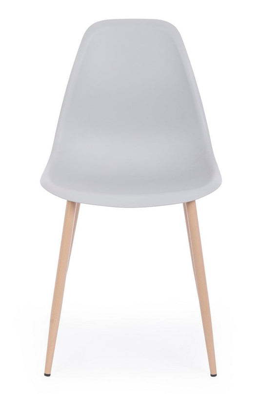 set di 4 sedie mandy in polipropilene grigio, dettaglio della struttura in legno, metallo o plastica