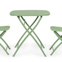 Set bistrot YVONNE con tavolo e 2 sedie in acciaio verde salvia