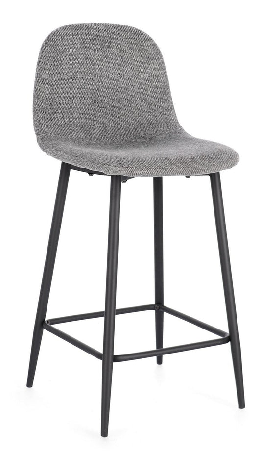 set di 2 sgabelli irelia in tessuto grigio scuro e gambe in acciaio nere, sgabello moderno per cucina, bar o penisola