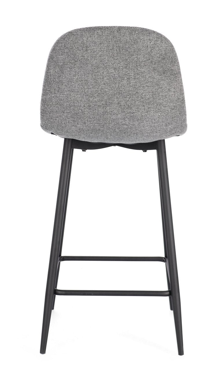 set di 2 sgabelli irelia in tessuto grigio scuro e gambe in acciaio nere, struttura stabile in metallo o legno massello