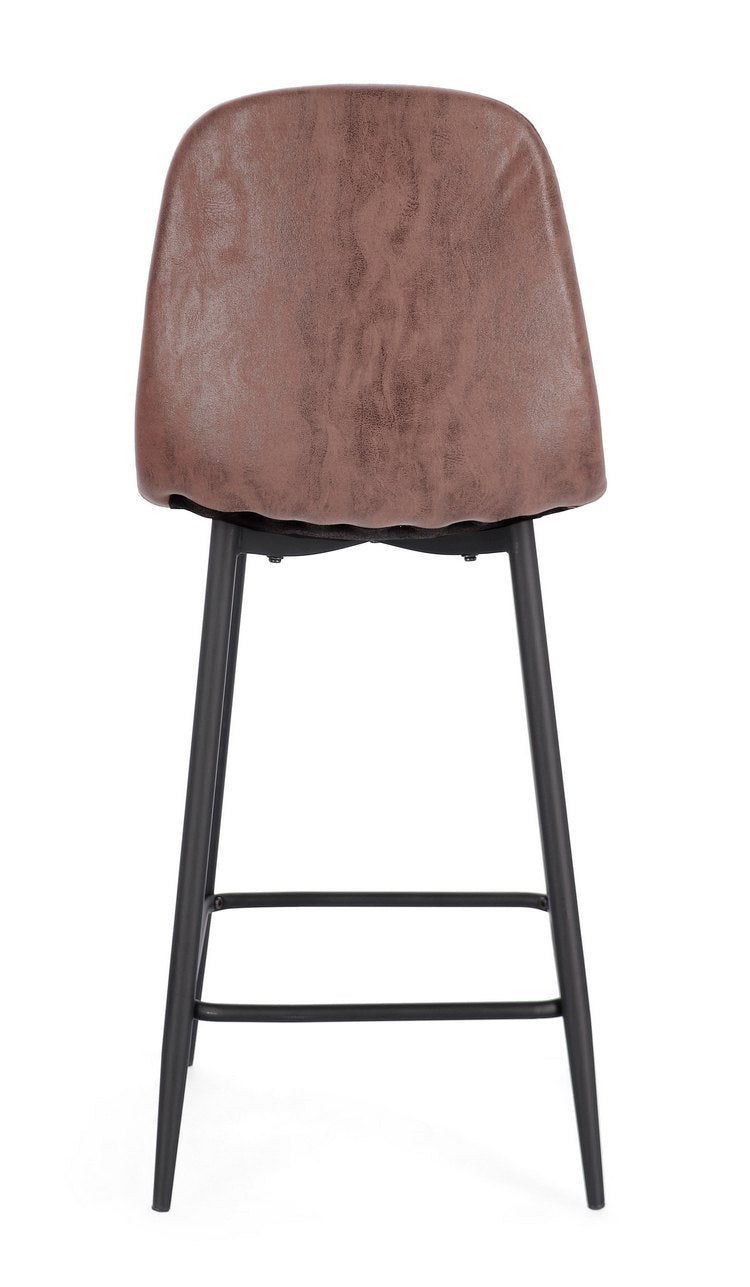 set di 2 sgabelli irelia in similpelle cognac e gambe in acciaio nere, struttura stabile in metallo o legno massello