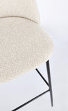 set di 2 sgabelli carry in tessuto avorio bouclé e gambe acciaio nero, sgabello versatile per uso domestico o professionale
