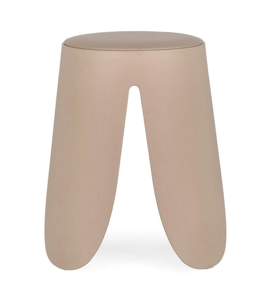 set di 2 sgabelli imogen in polipropilene avorio e cuscino in similpelle avorio, dettaglio della seduta imbottita o in legno