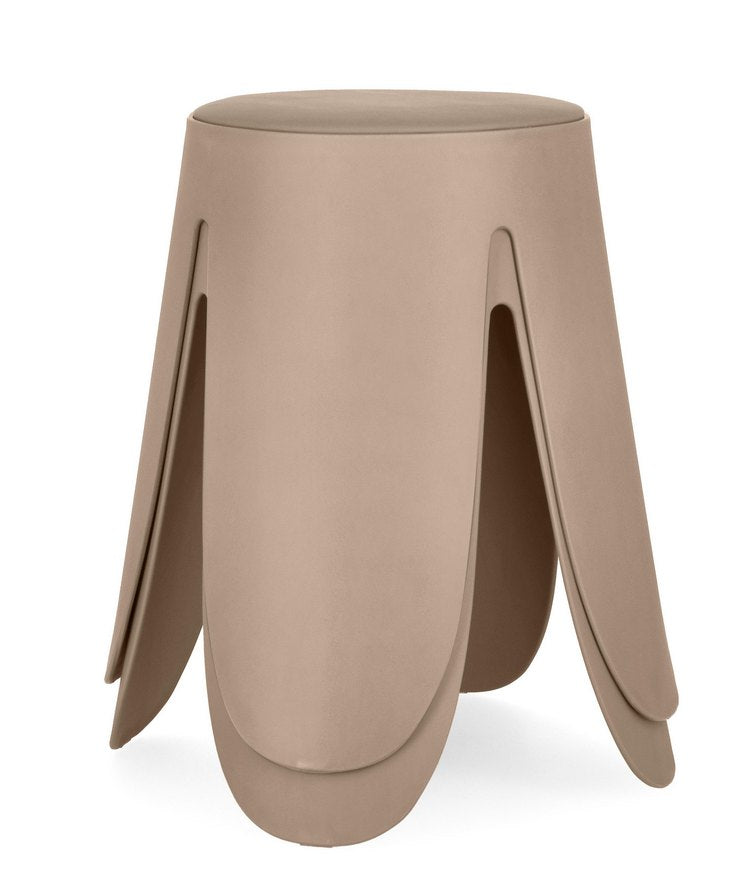 set di 2 sgabelli imogen in polipropilene avorio e cuscino in similpelle avorio, design salvaspazio ideale per ambienti...