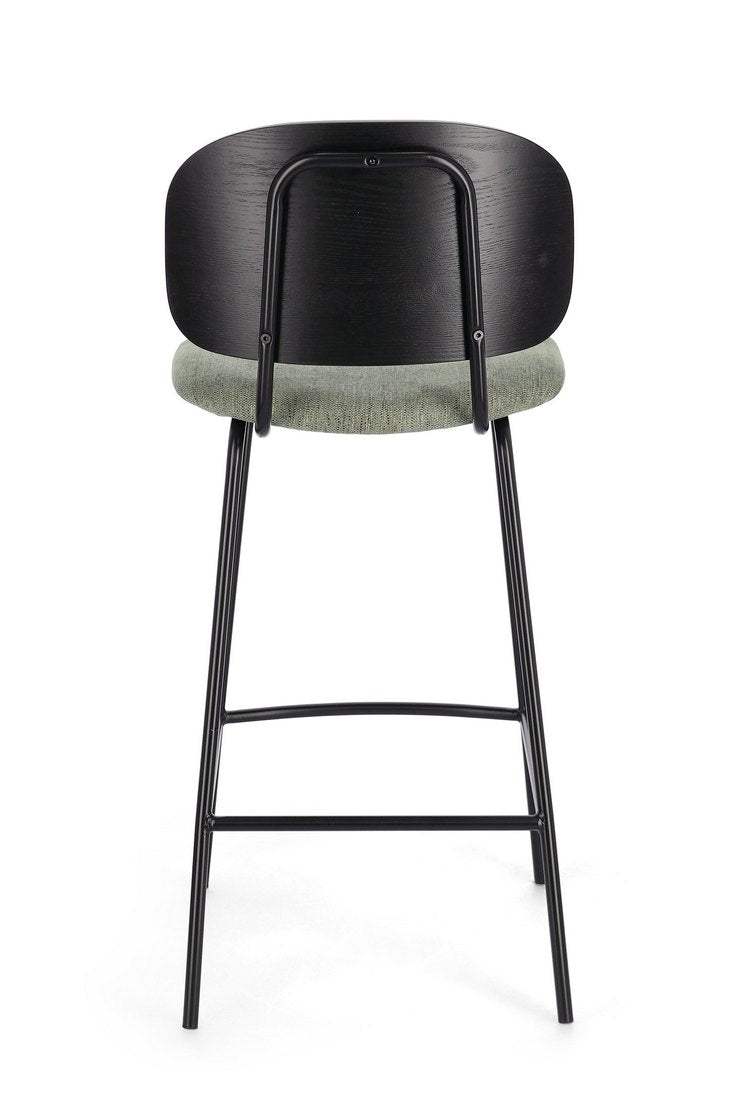 set di 2 sgabelli sienna in tessuto verde e legno di pioppo nero, struttura stabile in metallo o legno massello