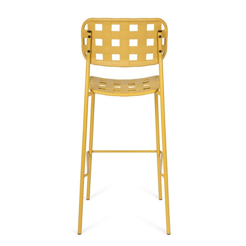 set di 4 sgabelli clover in polipropilene giallo e struttura acciaio, impilabili, design leggero e impilabile per uso pratico