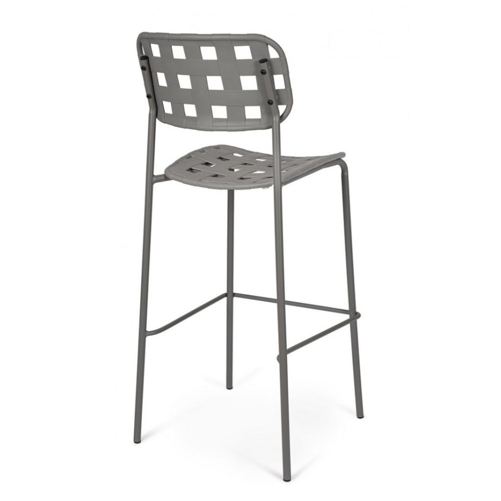 set di 4 sgabelli clover in polipropilene grigio e struttura acciaio, impilabili, dettaglio della struttura resistente agli...