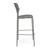 set di 4 sgabelli clover in polipropilene grigio e struttura acciaio, impilabili, ideale per spazi esterni e bar all’aperto