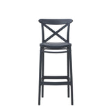 set di 4 sgabelli hamburg in polipropilene antracite, ambientazione in giardino o accanto a tavolo da esterno