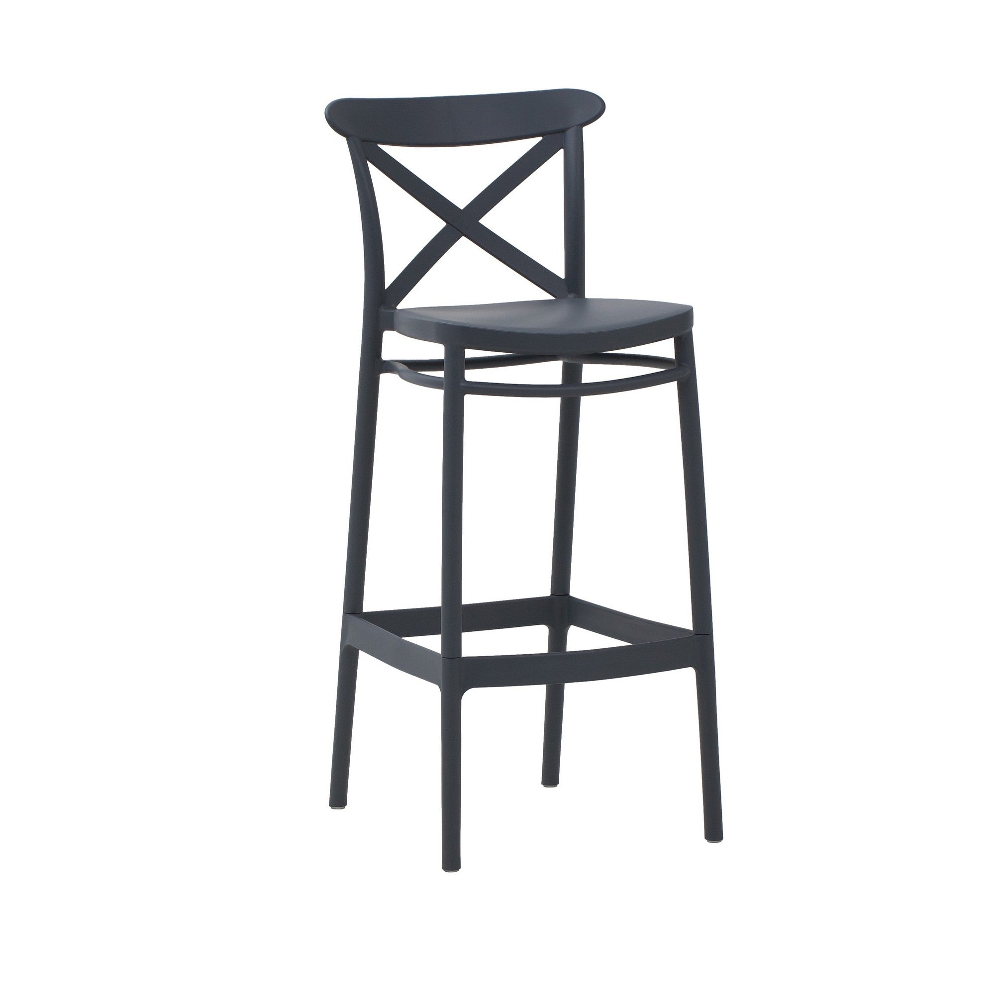 set di 4 sgabelli liverpool in polipropilene antracite, sgabello outdoor perfetto per terrazze e verande