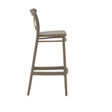 set di 4 sgabelli liverpool in polipropilene tortora, dettaglio della struttura resistente agli agenti atmosferici