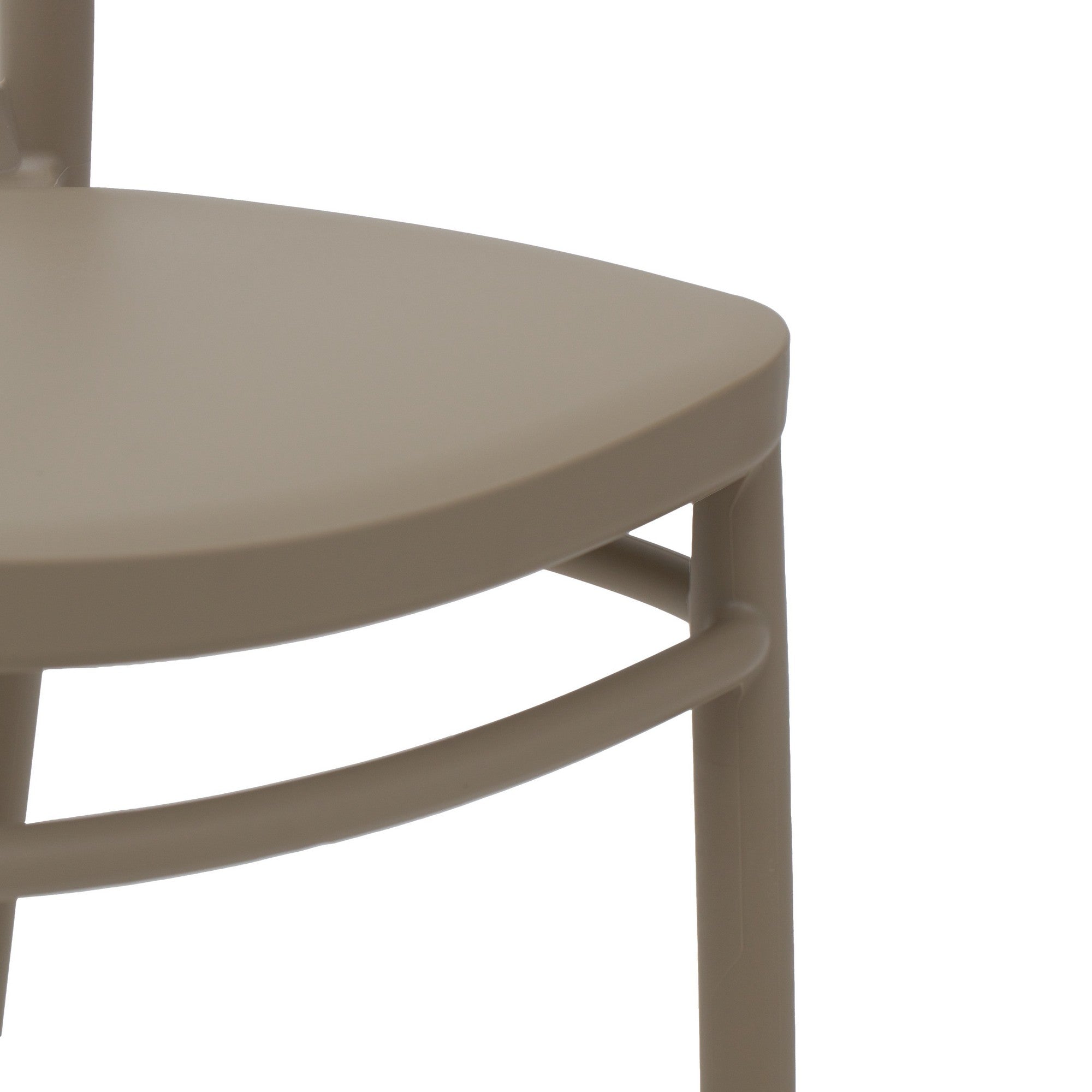 set di 4 sgabelli liverpool in polipropilene tortora, perfetto per lounge estive e aperitivi all’aperto