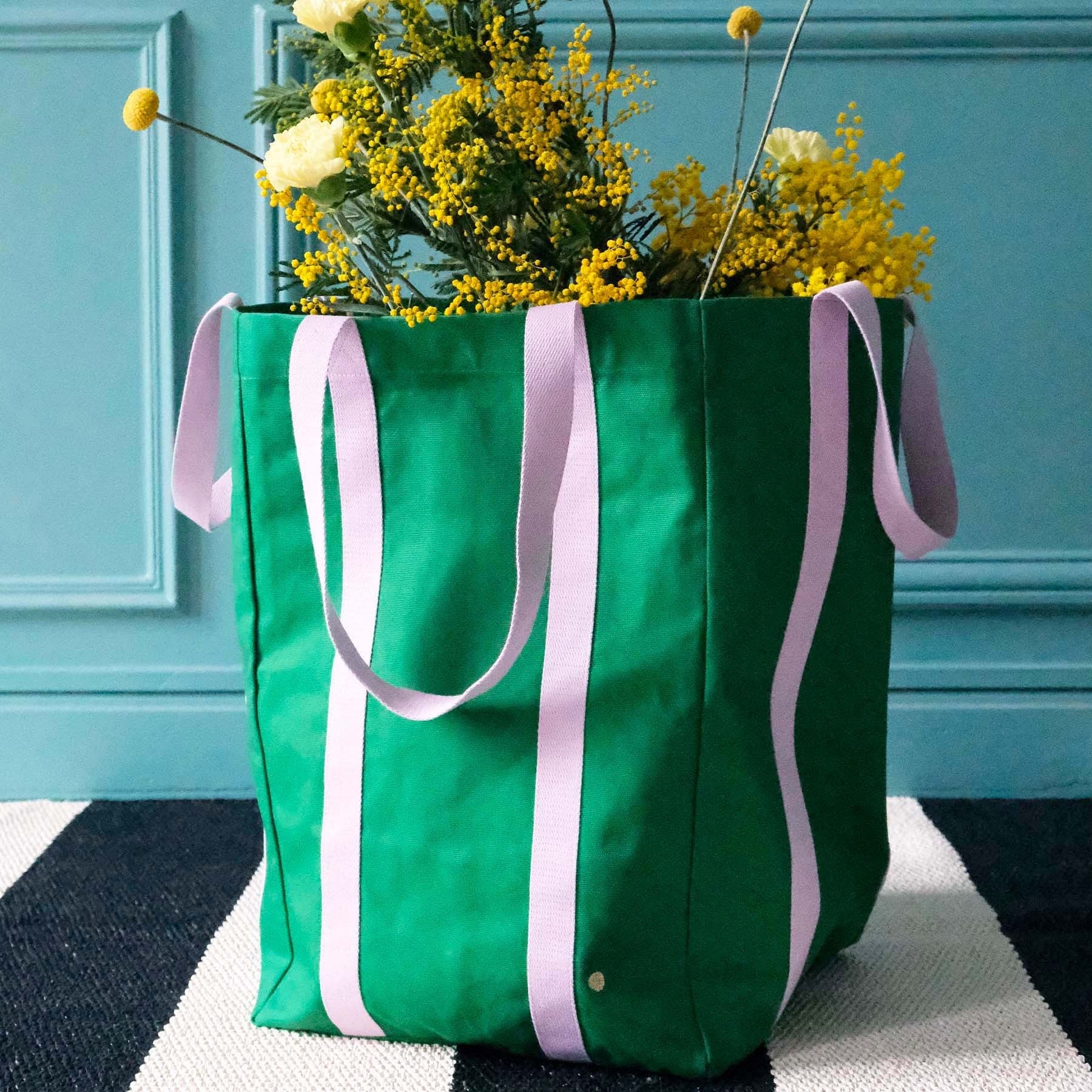 maxi borsa poppins erba, colore erba, taglia 48 x 33 x 33. design extra-capiente perfetto per la spesa o la spiaggia