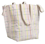 maxi borsa poppins multicolore, colore multicolore, taglia 48 x 33 x 33. vista frontale della borsa maxi in tessuto naturale su sfondo neutro