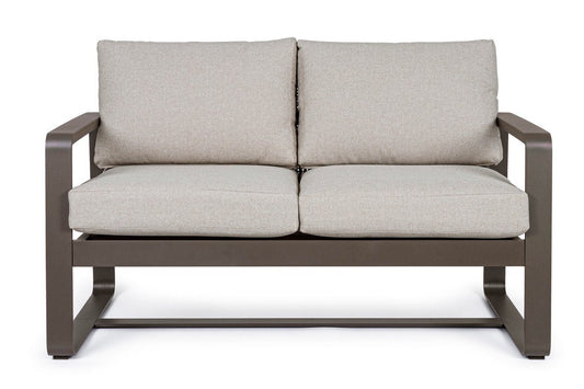 Divano 2 posti MERRIGAN in alluminio caffè e tessuto olefin tortora