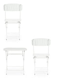 Set bistrot YVONNE con tavolo e 2 sedie in acciaio bianco