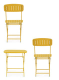 Set bistrot YVONNE con tavolo e 2 sedie in acciaio giallo ocra