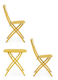 Set bistrot YVONNE con tavolo e 2 sedie in acciaio giallo ocra