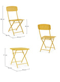 Set bistrot YVONNE con tavolo e 2 sedie in acciaio giallo ocra