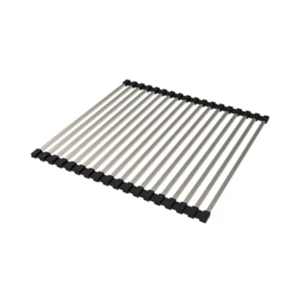 tappettino scolapiatti avvolgibile fm001 per lavello, scolapiatti in acciaio inox per lavello da cucina