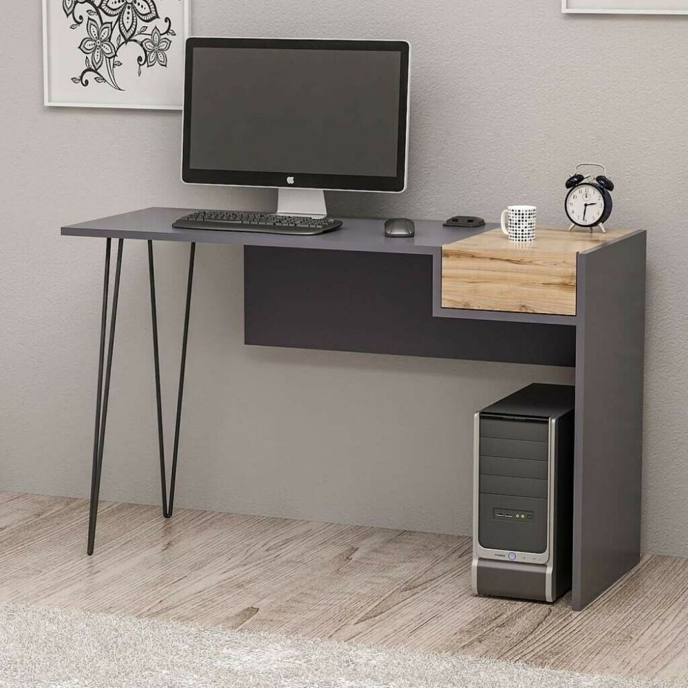 scrivania candy antracite noce porte usb 121x45, vista ambientata in home office o cameretta