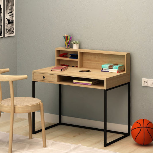 scrivania rovere nero con cassetto nasus, dettaglio delle gambe, cassetti e finiture di design