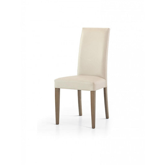 set di 2 sedie palmaria in ecopelle beige e gambe tortora, sedia dal design moderno per sala da pranzo o soggiorno