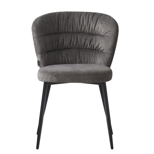 sedia imbottita klontar in tessuto grigio, dettaglio dell’imbottitura morbida e confortevole