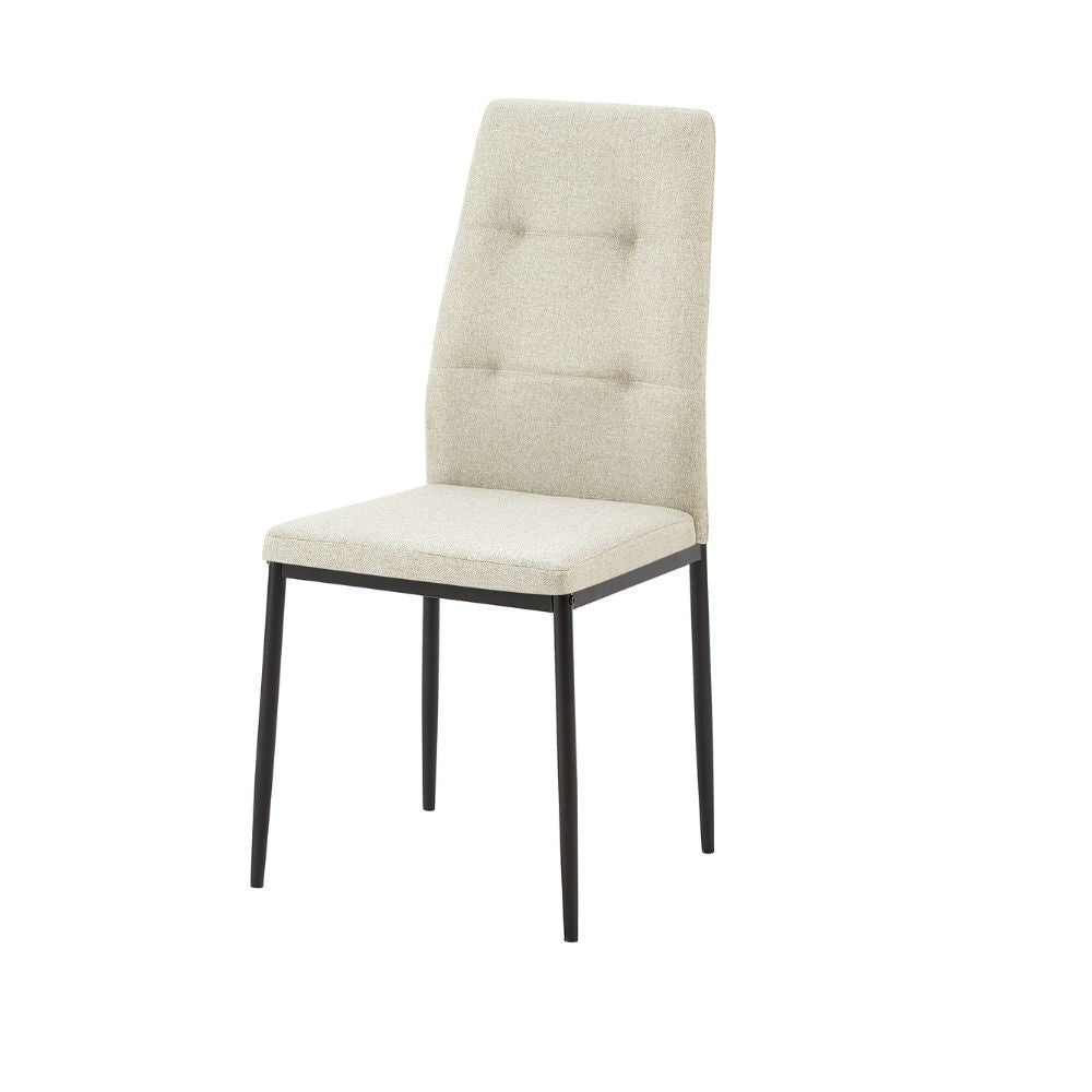 sedia da pranzo adara in tessuto beige, sedia imbottita con rivestimento in tessuto o velluto