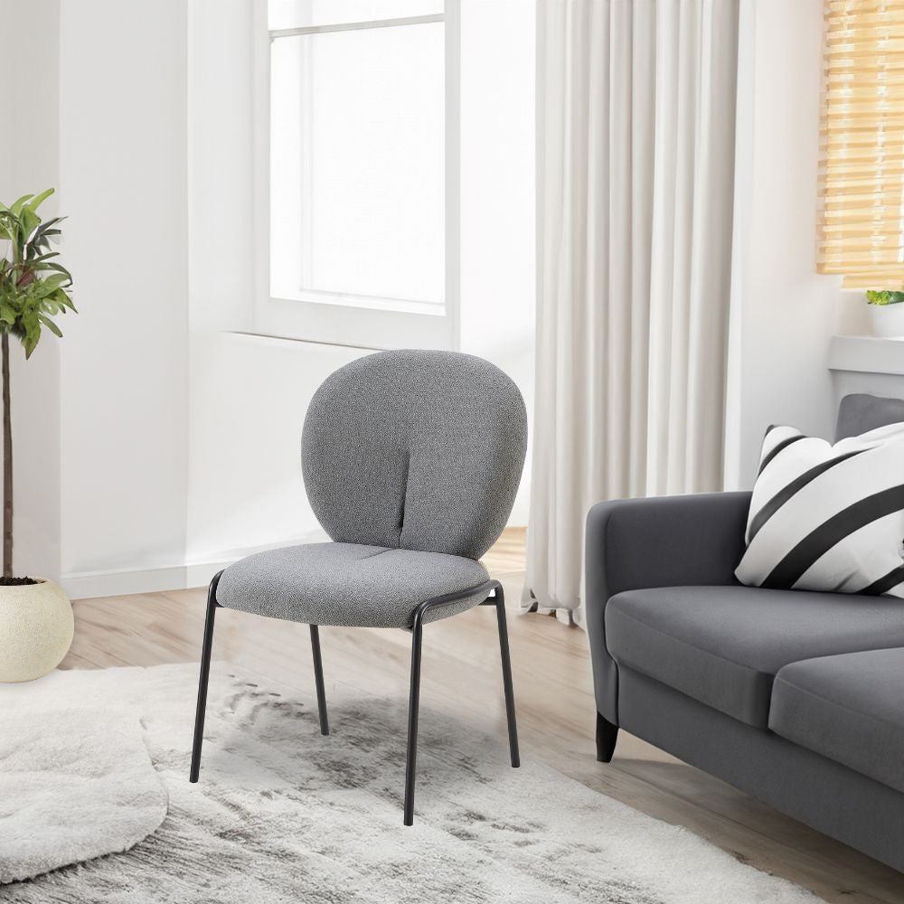sedia da pranzo sirio tessuto teddy grigio, sedia imbottita con rivestimento in tessuto o velluto