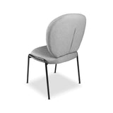 sedia da pranzo sirio tessuto teddy grigio, vista ambientata in soggiorno o sala da pranzo