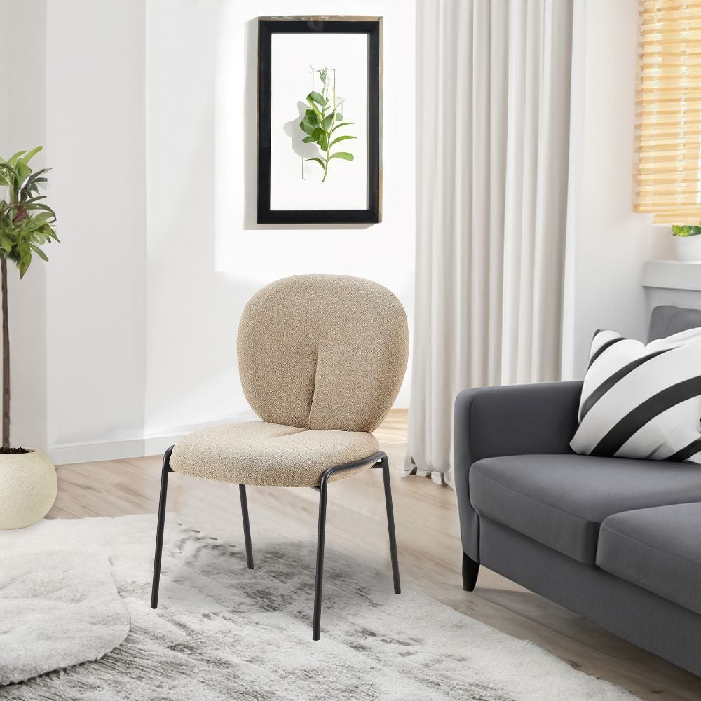 sedia da pranzo sirio tessuto teddy beige, sedia imbottita con rivestimento in tessuto o velluto