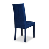 sedia montecarlo 3 bottoni in velluto blu e struttura in tinta, struttura solida e seduta ergonomica