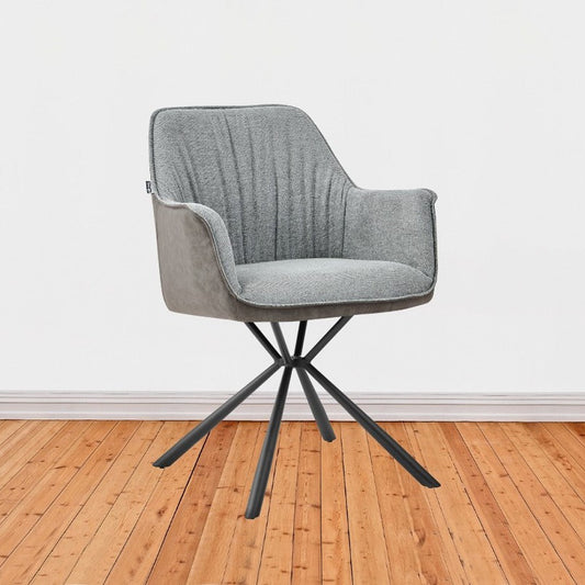 sedia imbottita comet con retro elephant e seduta grigia, sedia imbottita con rivestimento in tessuto o velluto