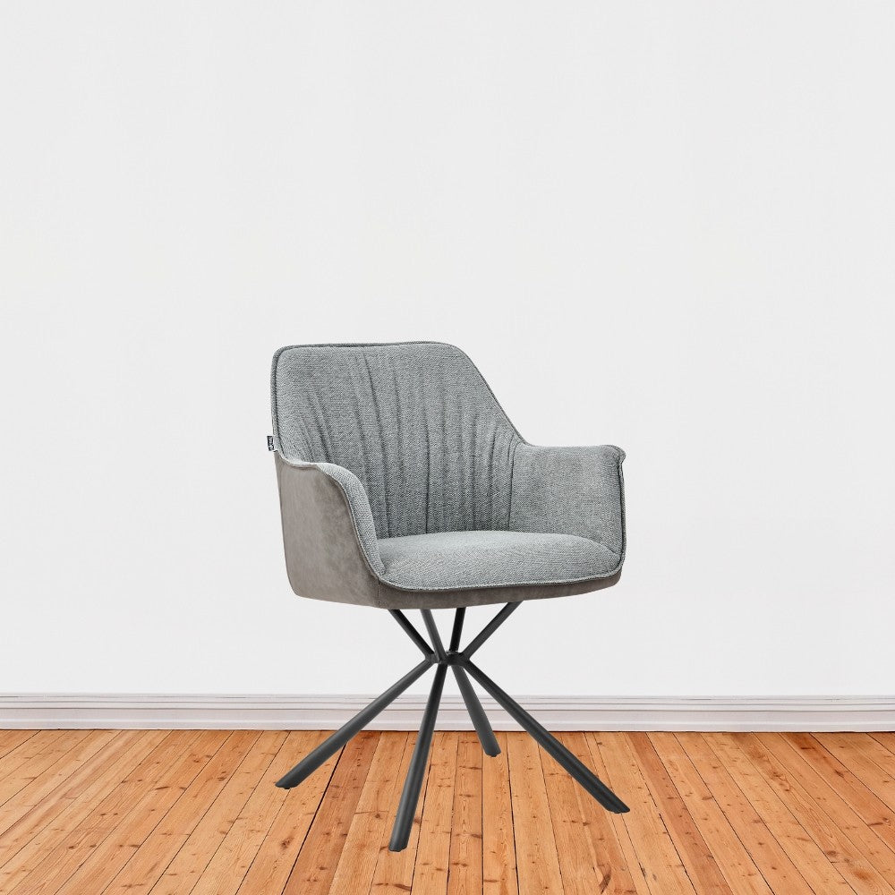 sedia imbottita comet con retro elephant e seduta grigia, dettaglio dell’imbottitura morbida e confortevole