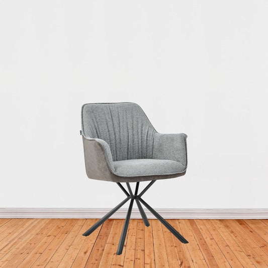 sedia imbottita comet con retro elephant e seduta grigia, dettaglio dell’imbottitura morbida e confortevole