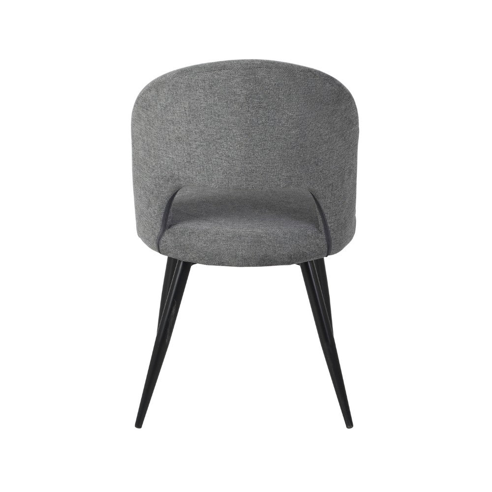 sedia lunetta imbottita in tessuto grigio con gambe nere, struttura solida e seduta ergonomica